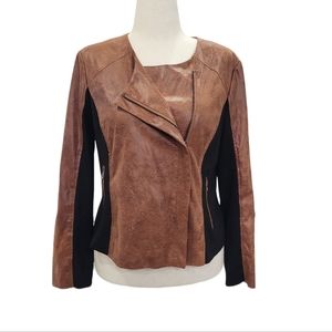 EUC G by Giuliana women's leather like snakeskin jacket blazer L brown black